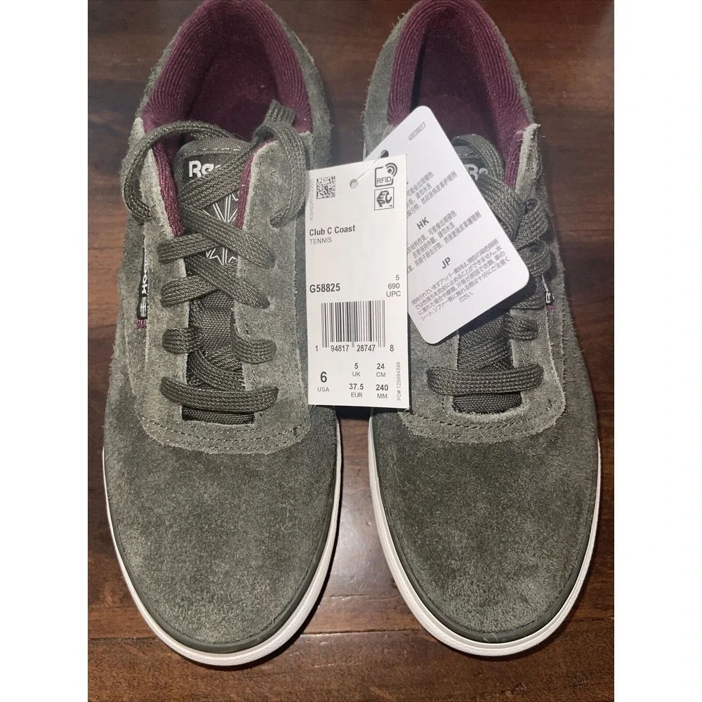 Reebok Sneaker Tennis Shoe Club‎ C Coast Green White Men's Size 6 Suede New